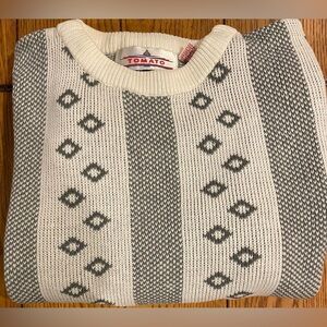 VTG TOMATO men’s crewneck sweater, size large, grey/white